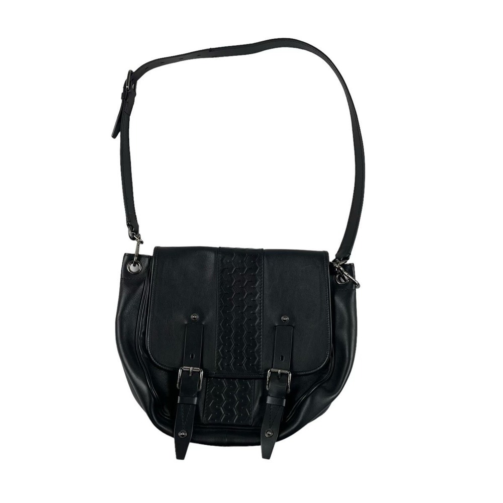 Belstaff England Black Pure Leather Colonial Messenger Strap Bag Size‎ 12x10